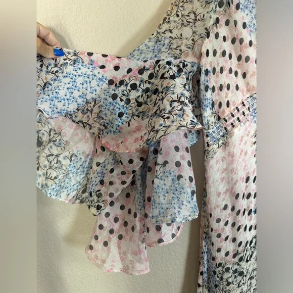 Nasty Gal Collection Chiffon Printed Ruffle Sleeve Maxi Dress size 14 $264 - Picture 7 of 16